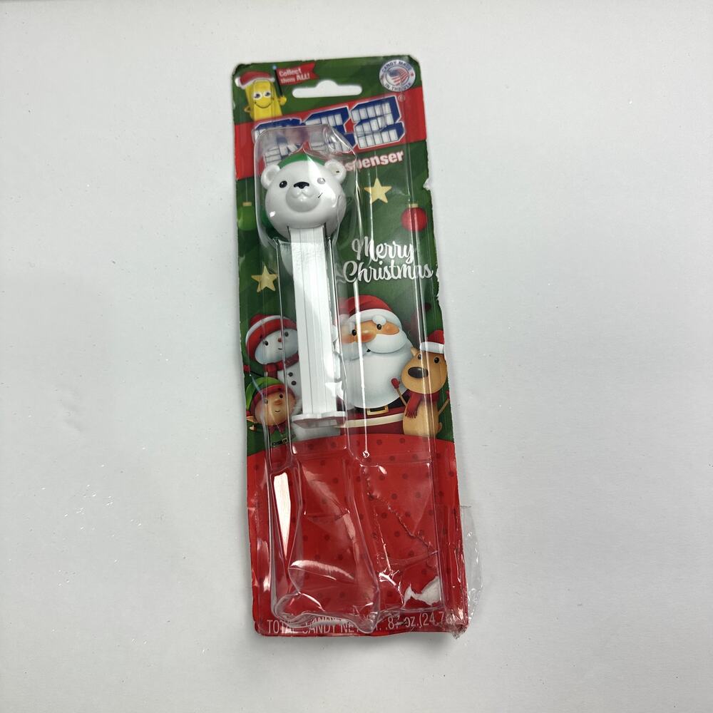 White Polar Bear Pez Christmas Holiday Santa Hat In Box NO CANDY